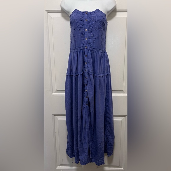 Free People Evelyn Eyelet Midi Dress Size M - Picture 2 of 5